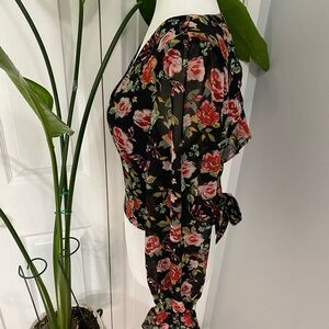 Red and Pink Floral Blouse